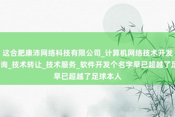 这合肥康沛网络科技有限公司_计算机网络技术开发_技术咨询_技术转让_技术服务_软件开发个名字早已超越了足球本人